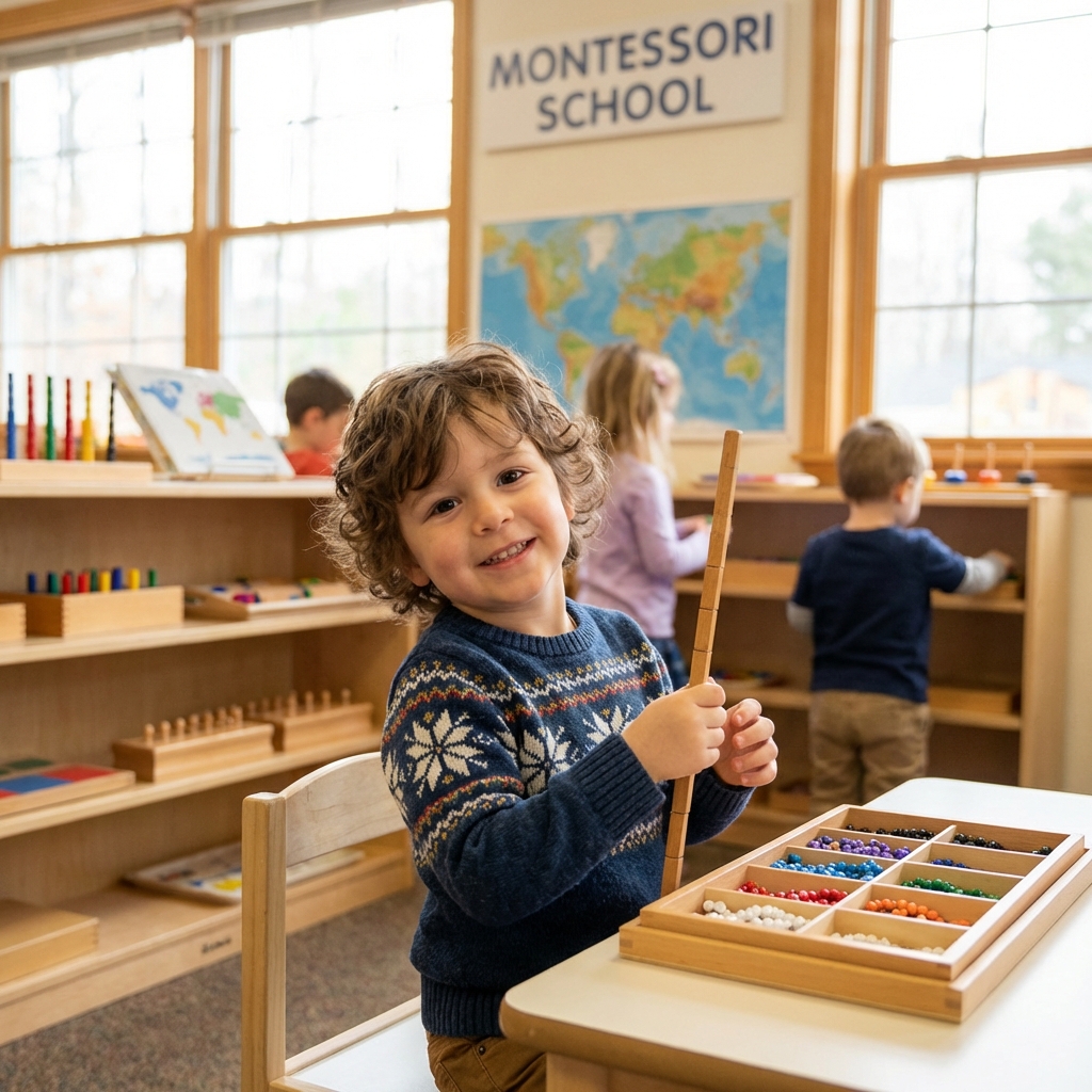 Happy child learning